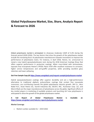 global polysiloxane market size share analysis