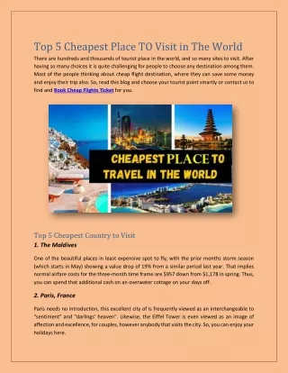 Must Know Top 5 Cheapest Place TO Visit in The World