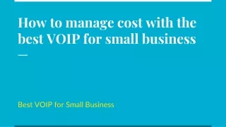 how to manage cost with the best voip for small business