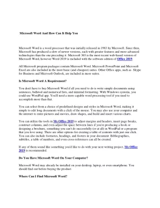 microsoft word and how can it help you