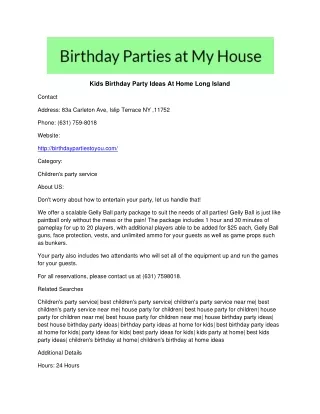 Kids Birthday Party Ideas At Home Long Island