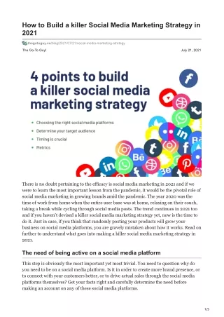 how to build a killer social media marketing