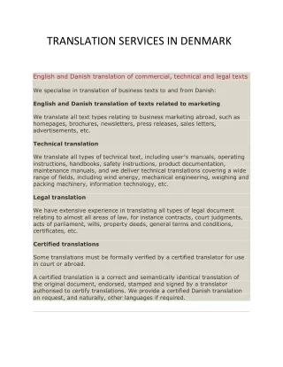 TRANSLATION SERVICES IN DENMARK