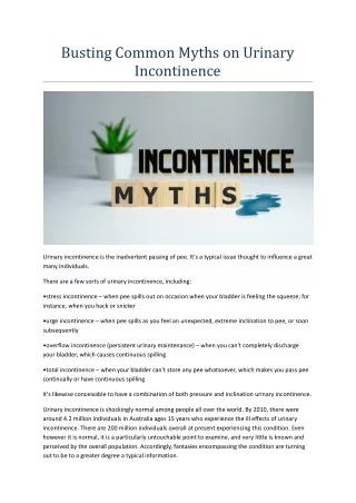 busting common myths on urinary incontinence