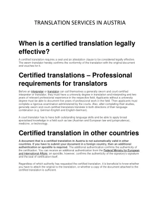 TRANSLATION SERVICES IN AUSTRIA