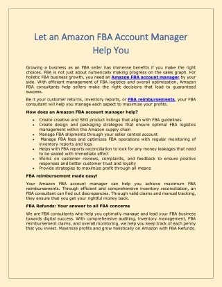 let an amazon fba account manager let an amazon