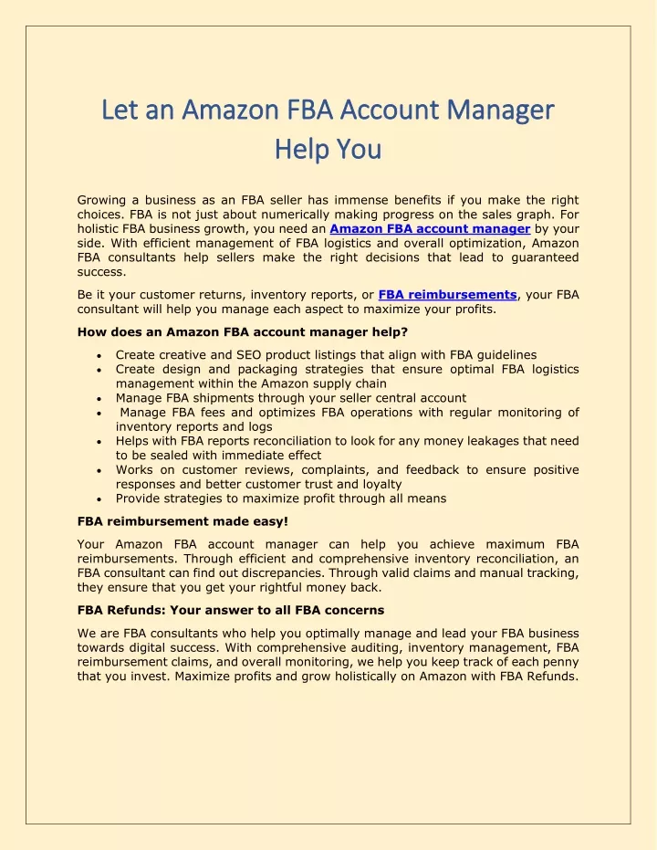 let an amazon fba account manager let an amazon