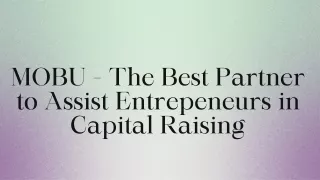 MOBU - The Best Partner to Assist Entrepeneurs in Capital Raising