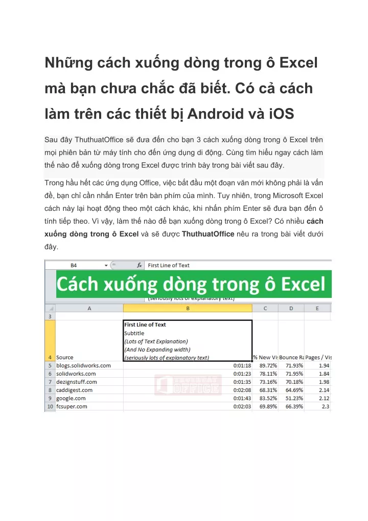 nh ng c ch xu ng d ng trong excel