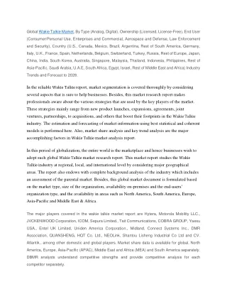 global wakie talkie market by type analog digital