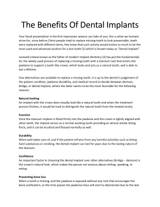 The Benefits Of Dental Implants