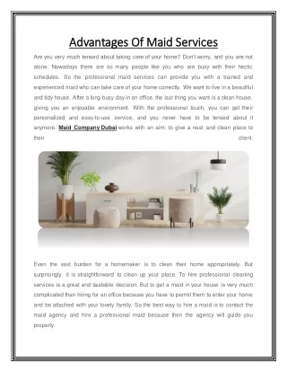 Advantages Of Maid Services