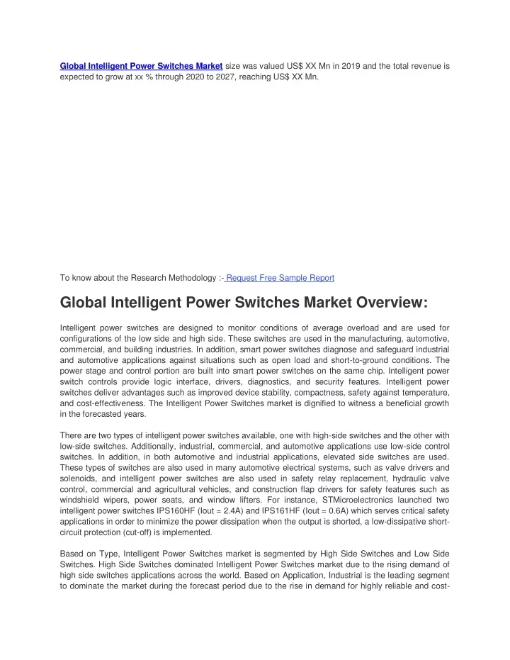 global intelligent power switches market size