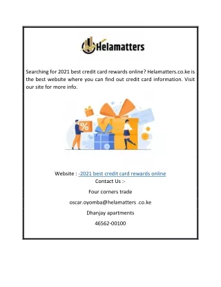 2021 Best Credit Card Rewards Online| Helamatters.co.ke