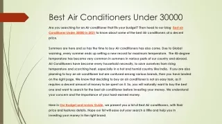 Best Air Conditioners Under 30000