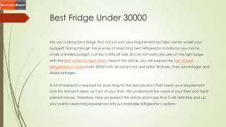 Best Fridge Under 30000