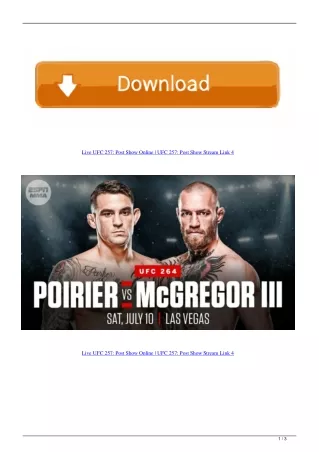 Live UFC 257: Post Show Online | UFC 257: Post Show Stream Link 4