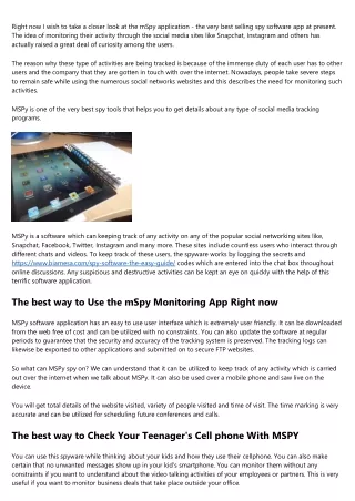 Information about how to Use the mSpy Monitoring App Right now