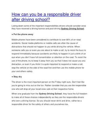 Sydney driving school.