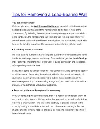 load bearing wall removal
