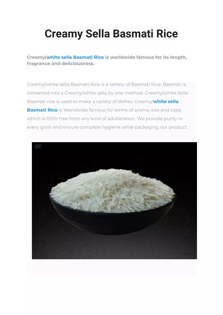 creamy sella basmati rice