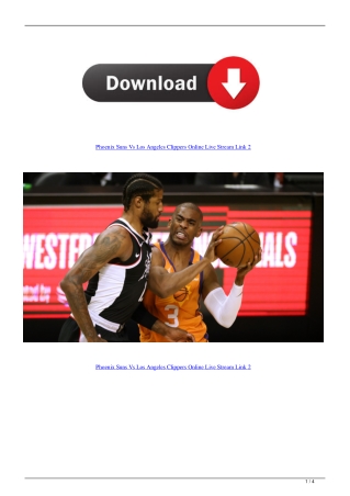Phoenix Suns Vs Los Angeles Clippers Online Live Stream Link 2
