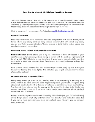 Fun Facts about Multi-Destination Travel