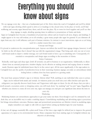 Everything you should know about signs