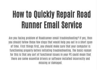 how to quickly repair road runner email service