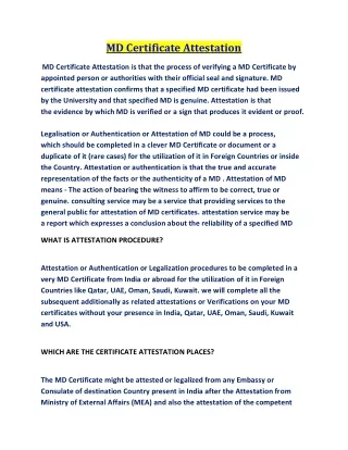MD Certificate Attestation