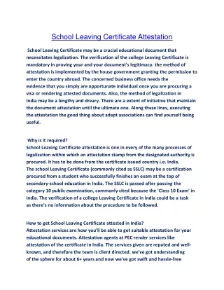 School Leaving Certificate Attestation