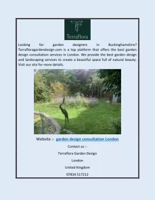 Garden Design Consultation London | Terrafloragardendesign.com