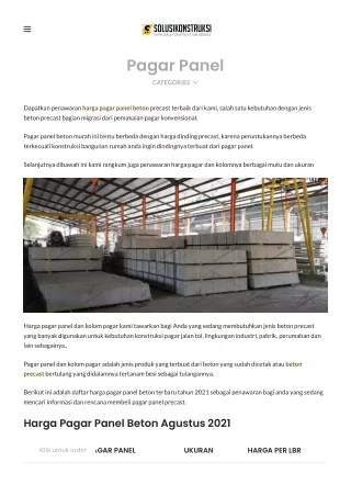 Harga Pagar Panel Beton Precast 2021 - Borongan Terpasang dan Kolom
