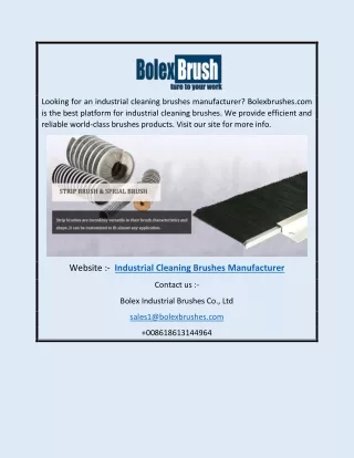 Industrial Cleaning Brushes Manufacturer | Bolexbrushes.com
