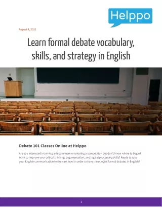 New Course: Learn Formal Debate, Vocabulary, Skills and Strategy in English