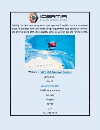 WPC ETA Approval Process | Icertifi.com