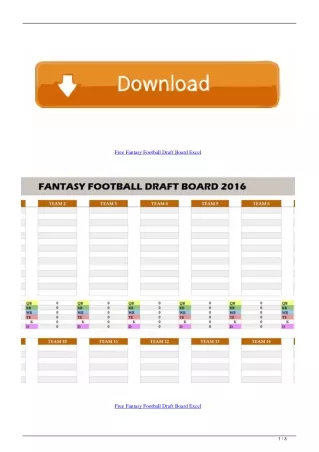 Free Fantasy Football Draft Board Excel