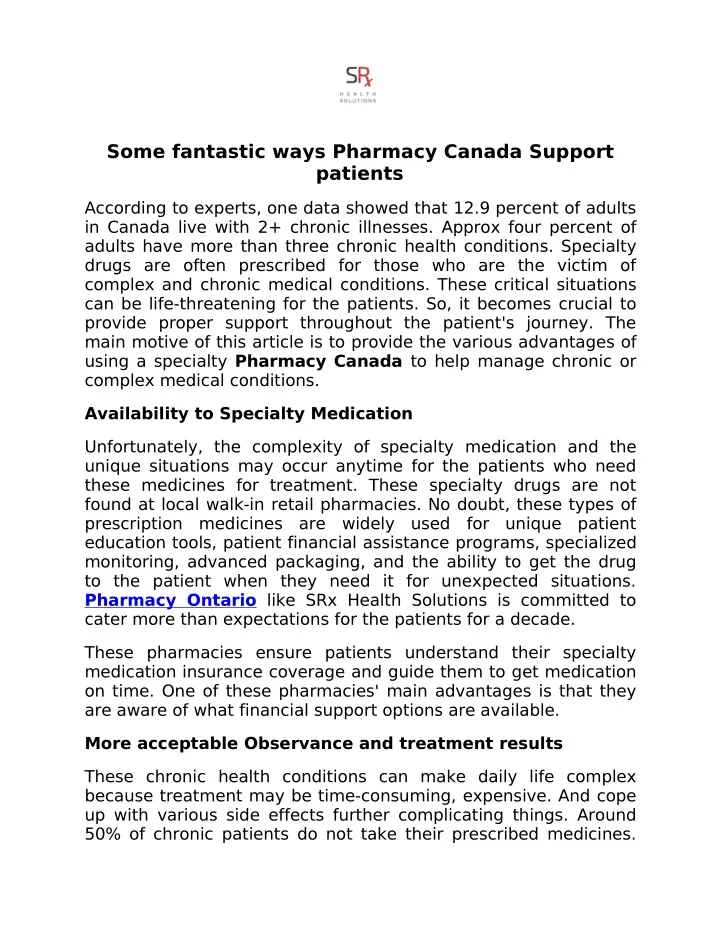 some fantastic ways pharmacy canada support