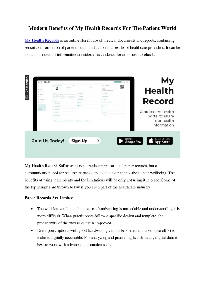 modern benefits of my health records