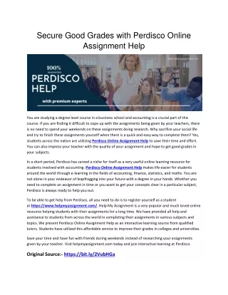 Secure Good Grades With Perdisco Online Assignment Help