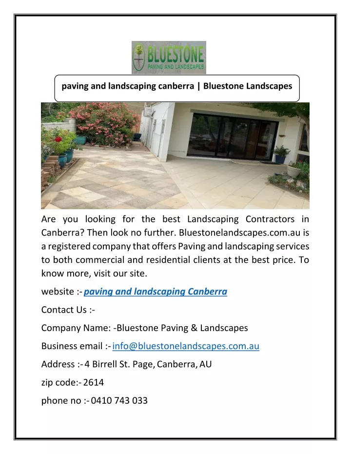 paving and landscaping canberra bluestone