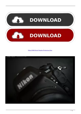 Nikon D800 Serial Number Production Date