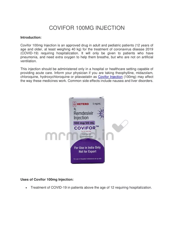 covifor 100mg injection