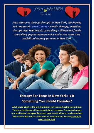 Going to a Therapist for Teens- Joan Warren