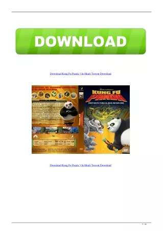 Download Kung Fu Panda 3 In Hindi Torrent Download