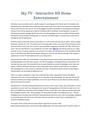 sky tv interactive hd home entertainment