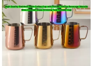 High Quality Stainless Steel Coffee Cup with Handle Teacup Beverage Utensils Wine Cocktail Glass Drinking Tool Tumbler C