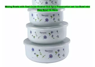 Mixing Bowls with Seal Cover Enamel Suit 5pcs Preservation set  Ice Bowl mini Rice Bowl 10-18cm