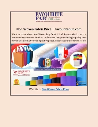 Non Woven Fabric Price | Favouritehub.com