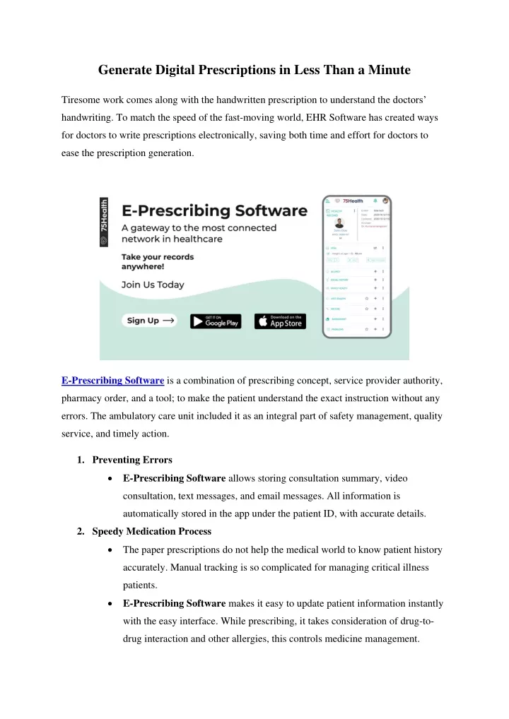 generate digital prescriptions in less than